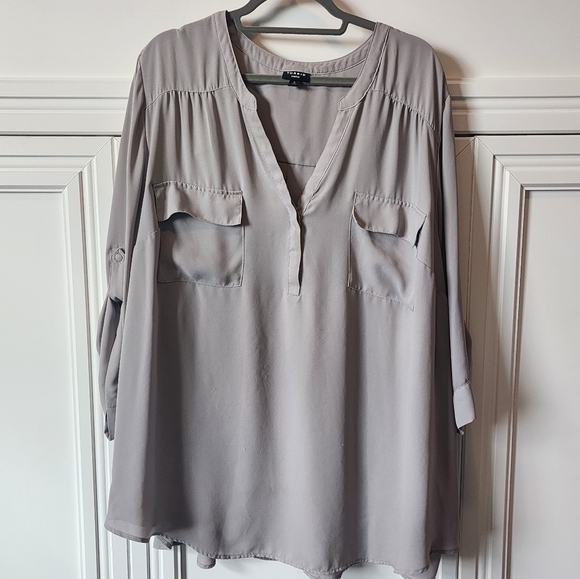 Torrid Harper Georgette Pullover 3/4 Sleeve Blouse Gray - Picture 5 of 10